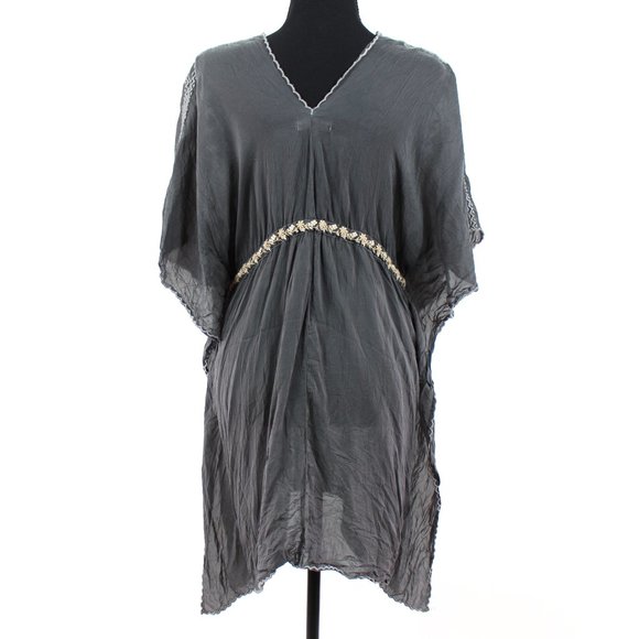 Johnny Was Cherise V-Neck Embroidered Poncho Tunic Multicolor Floral Rayon S - Picture 6 of 9